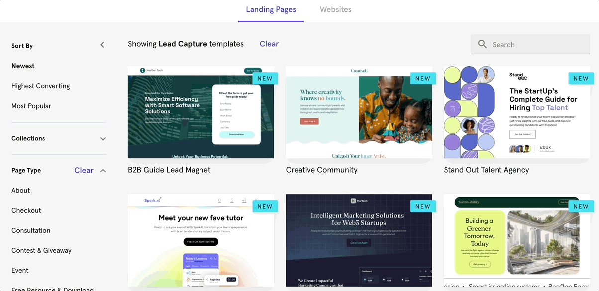LeadPages template library