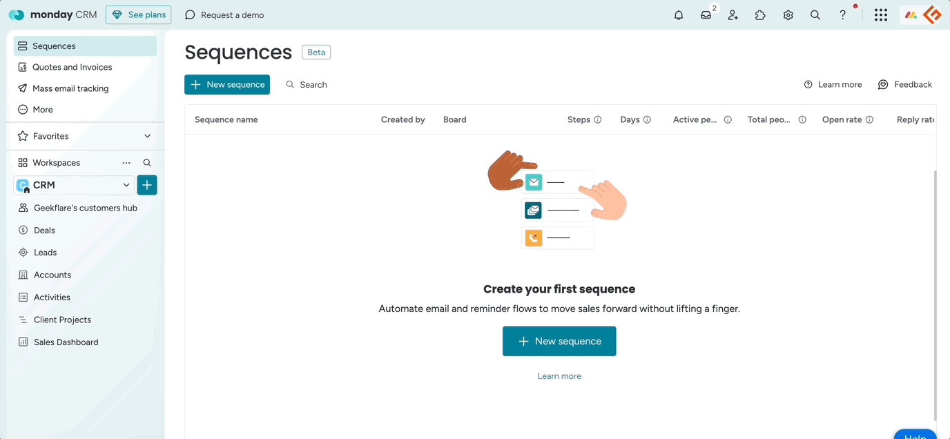 monday sales crm sequences
