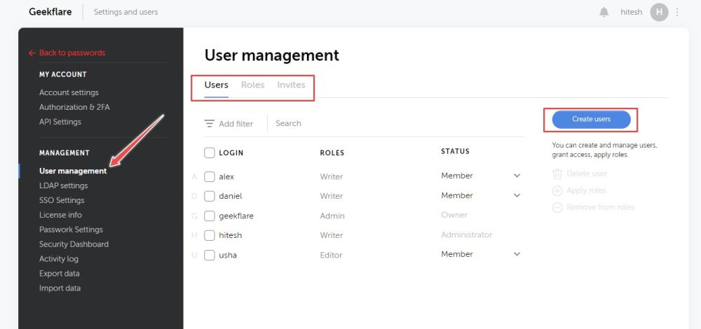self hosted passwork user management