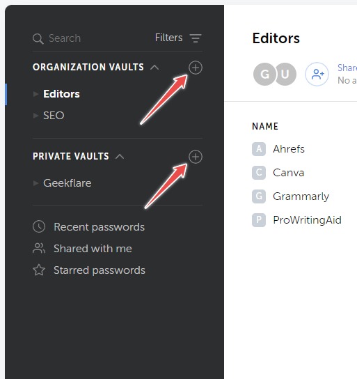 passwork vault creation