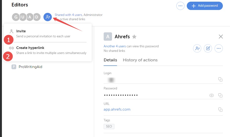 adding users in passwork vault