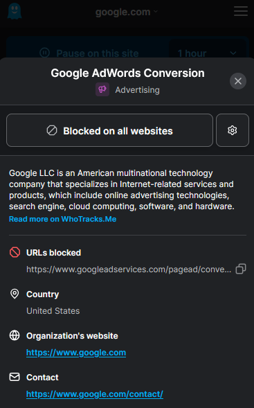 ads bocking ghostery
