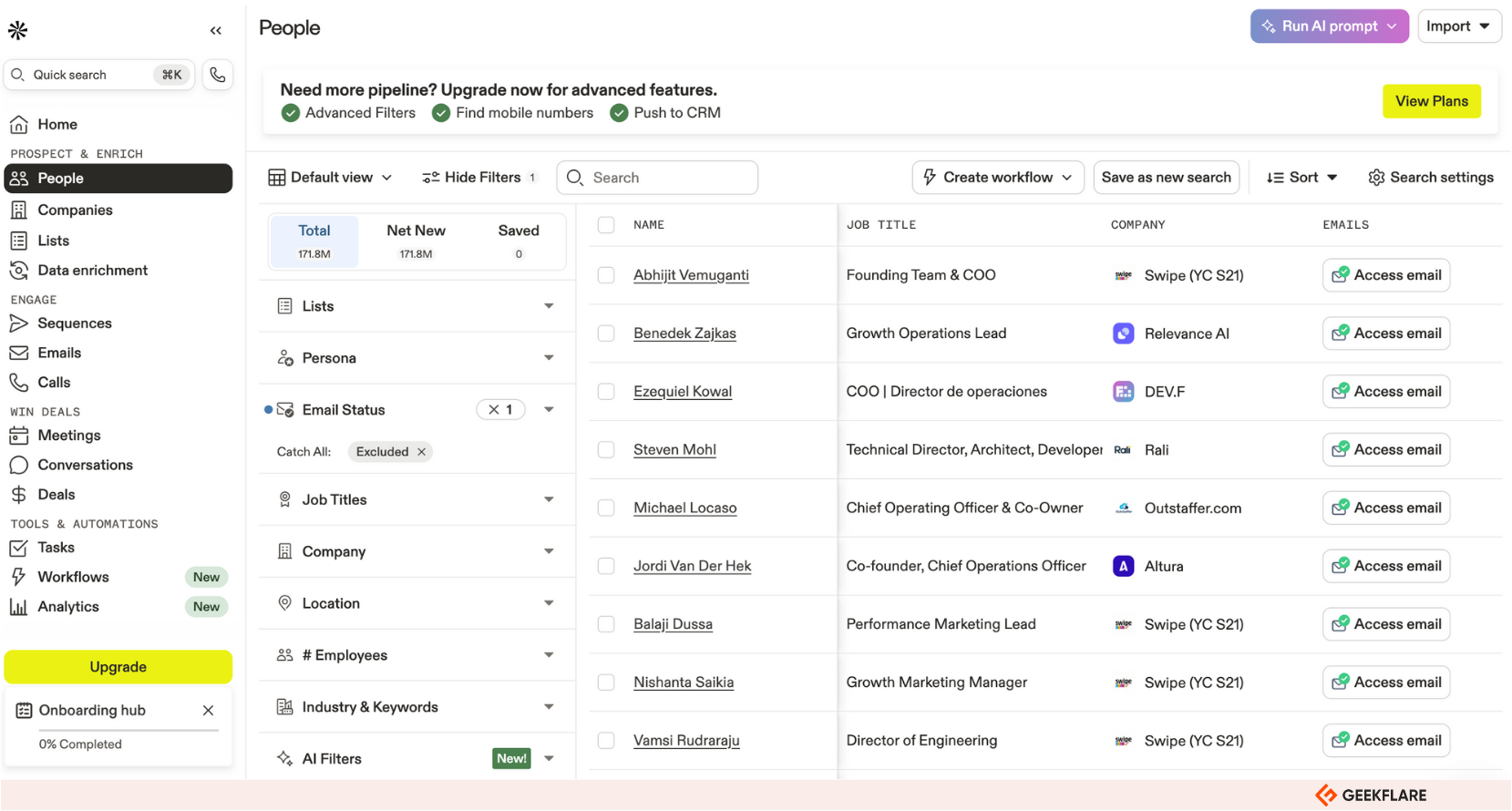 Apollo's lead database
