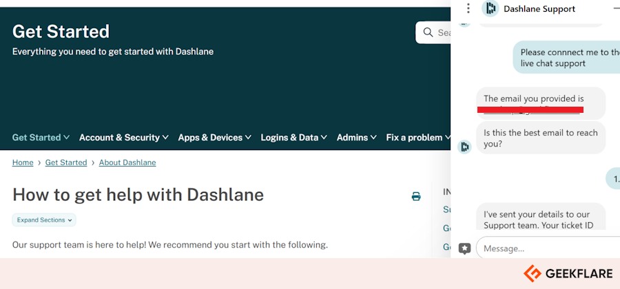 Dashlane Customer Support Chatbot