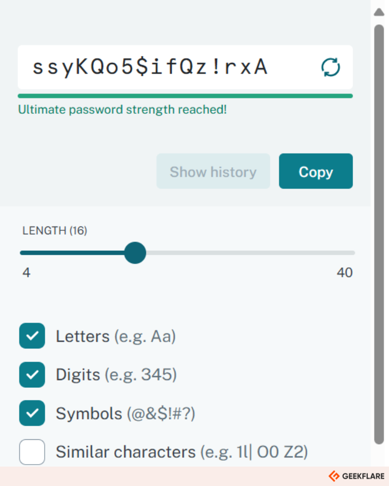 Dashlane password generator