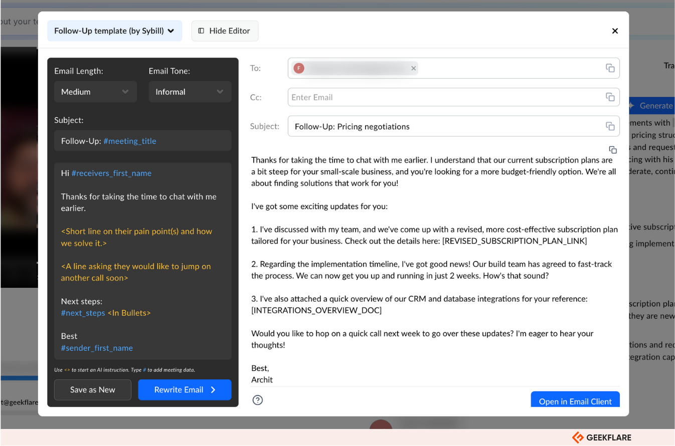 I tried Sybill's email editor