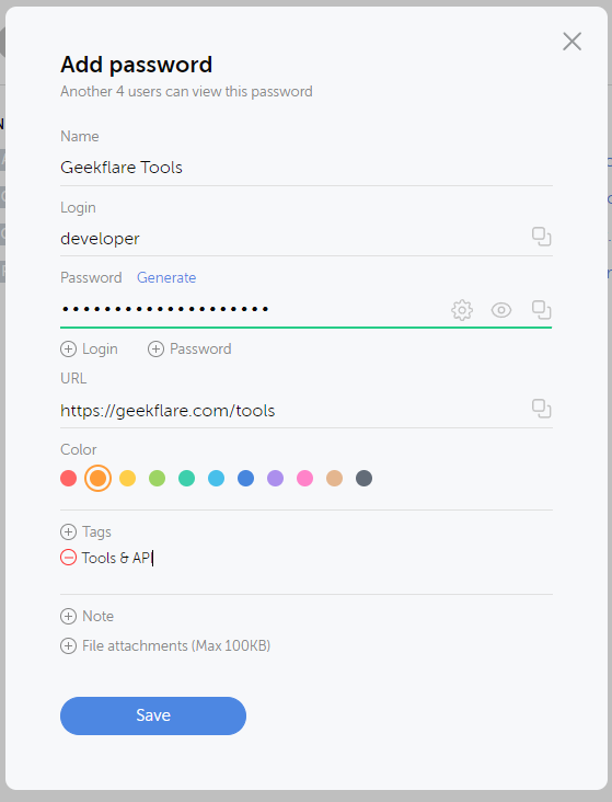 adding passwords in passwork