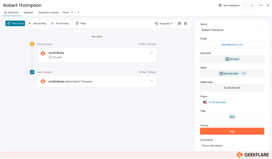 monday crm contact profile pages