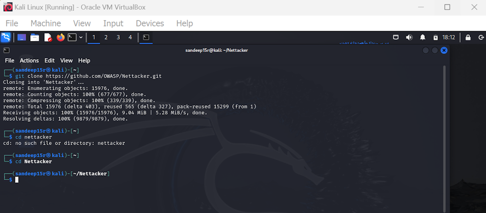 Nettacker running on Kali Lunux