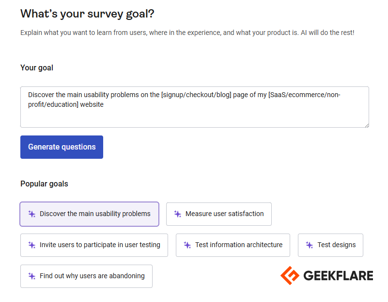 surveys Ai questions