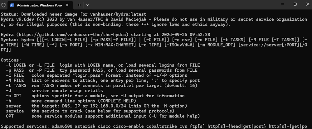 THC Hydra Docker Image